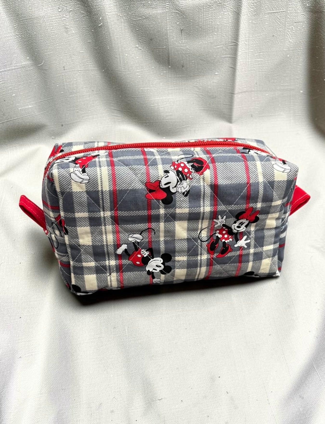 Mickey & Minnie Plaid Makeup Bag - Medium