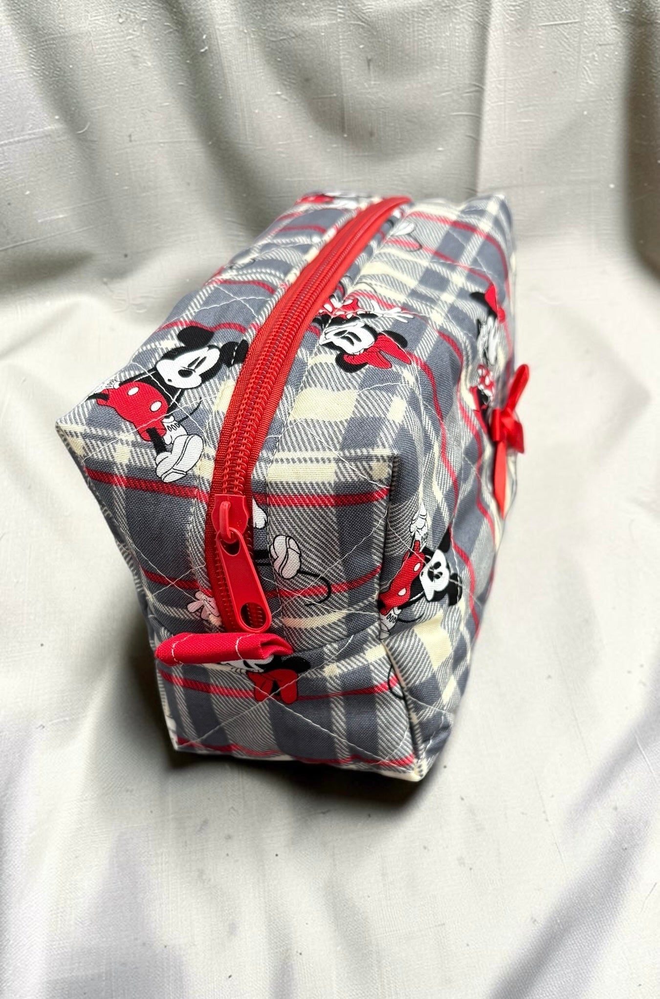 Mickey & Minnie Plaid Makeup Bag - Medium