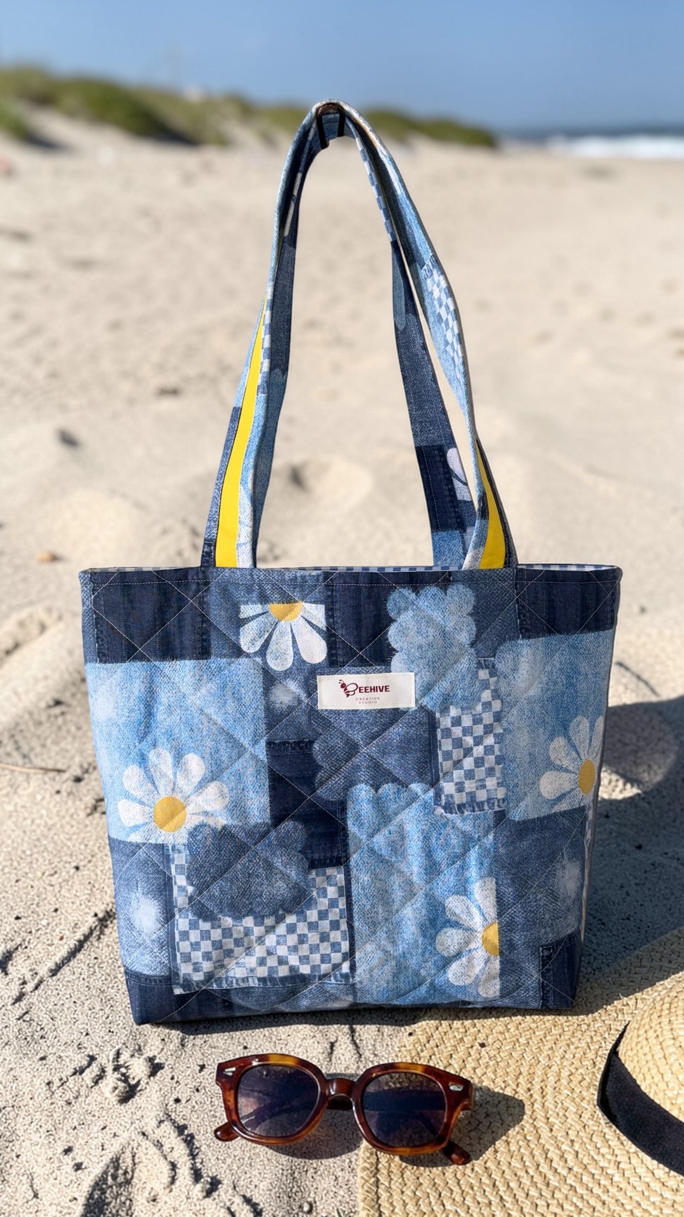 Daisy & Denim Quilted Tote Bag