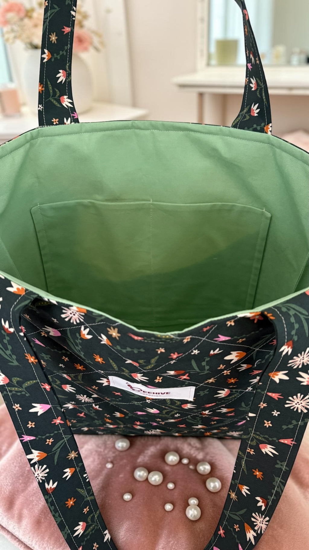 Green Melody Quilted Tote