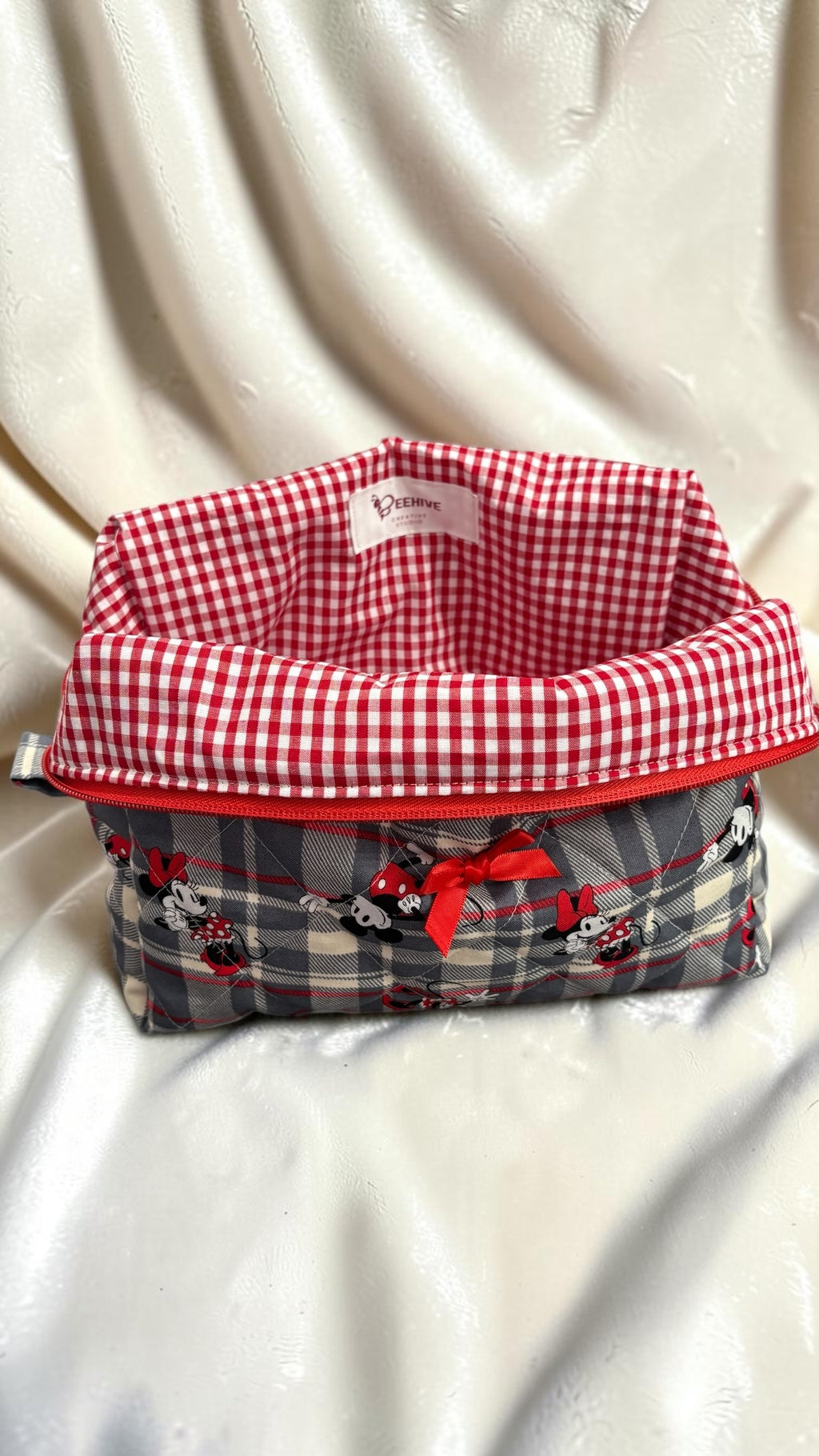 Mickey & Minnie Plaid Makeup Bag - Large