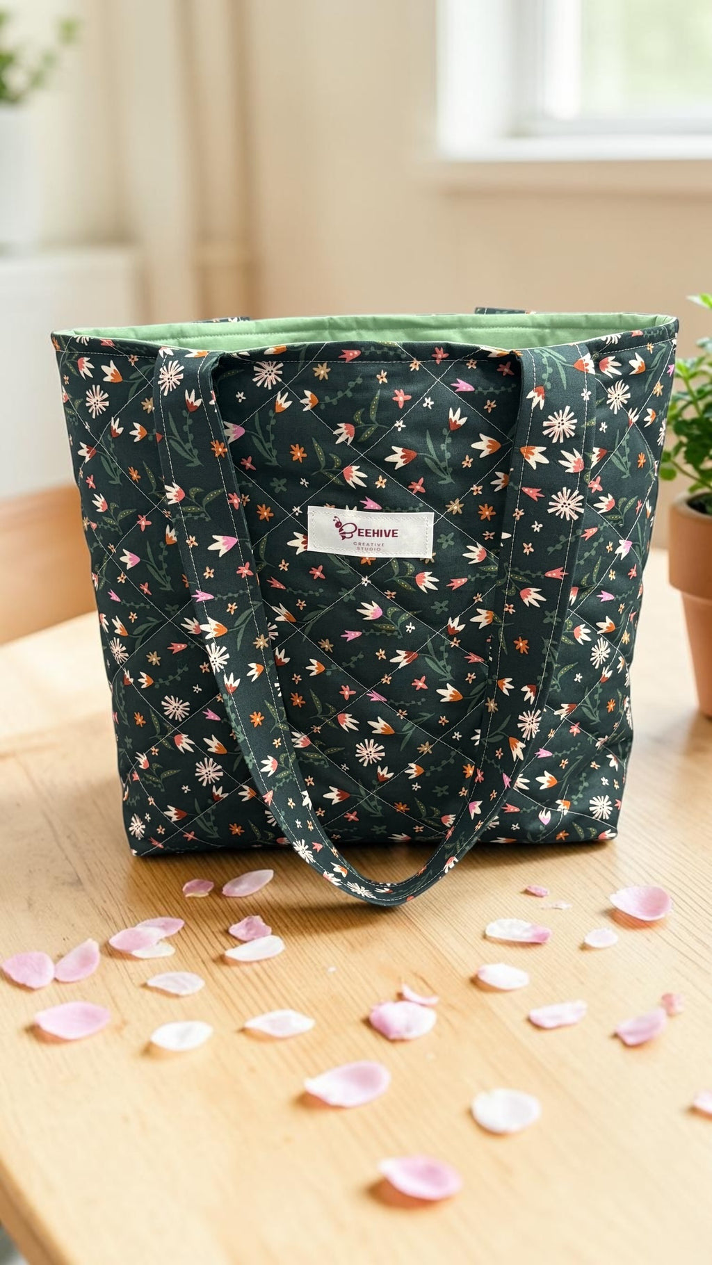 Green Melody Quilted Tote