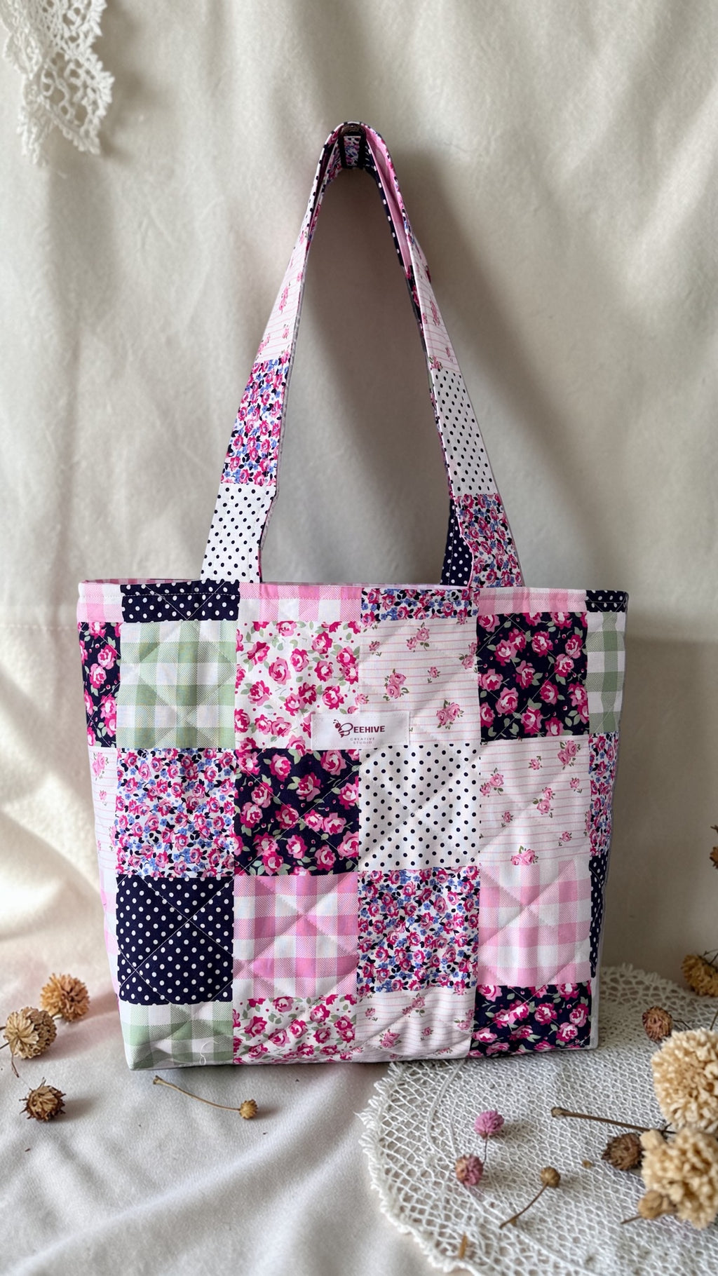 Boho Chic Quilted Tote Bag
