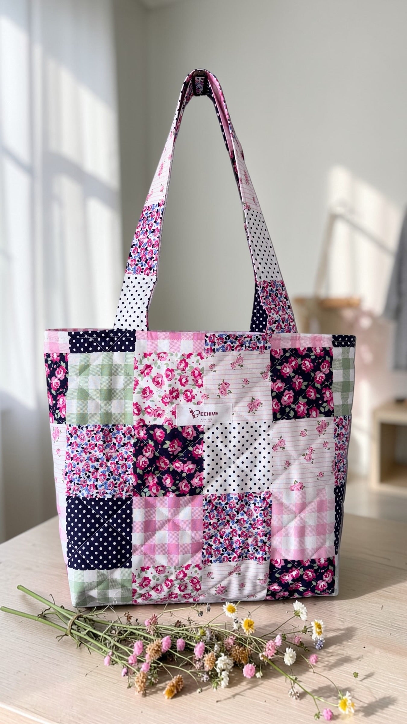 Boho Chic Quilted Tote Bag