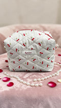 Cherry Delight Quilted Makeup Bag - Medium