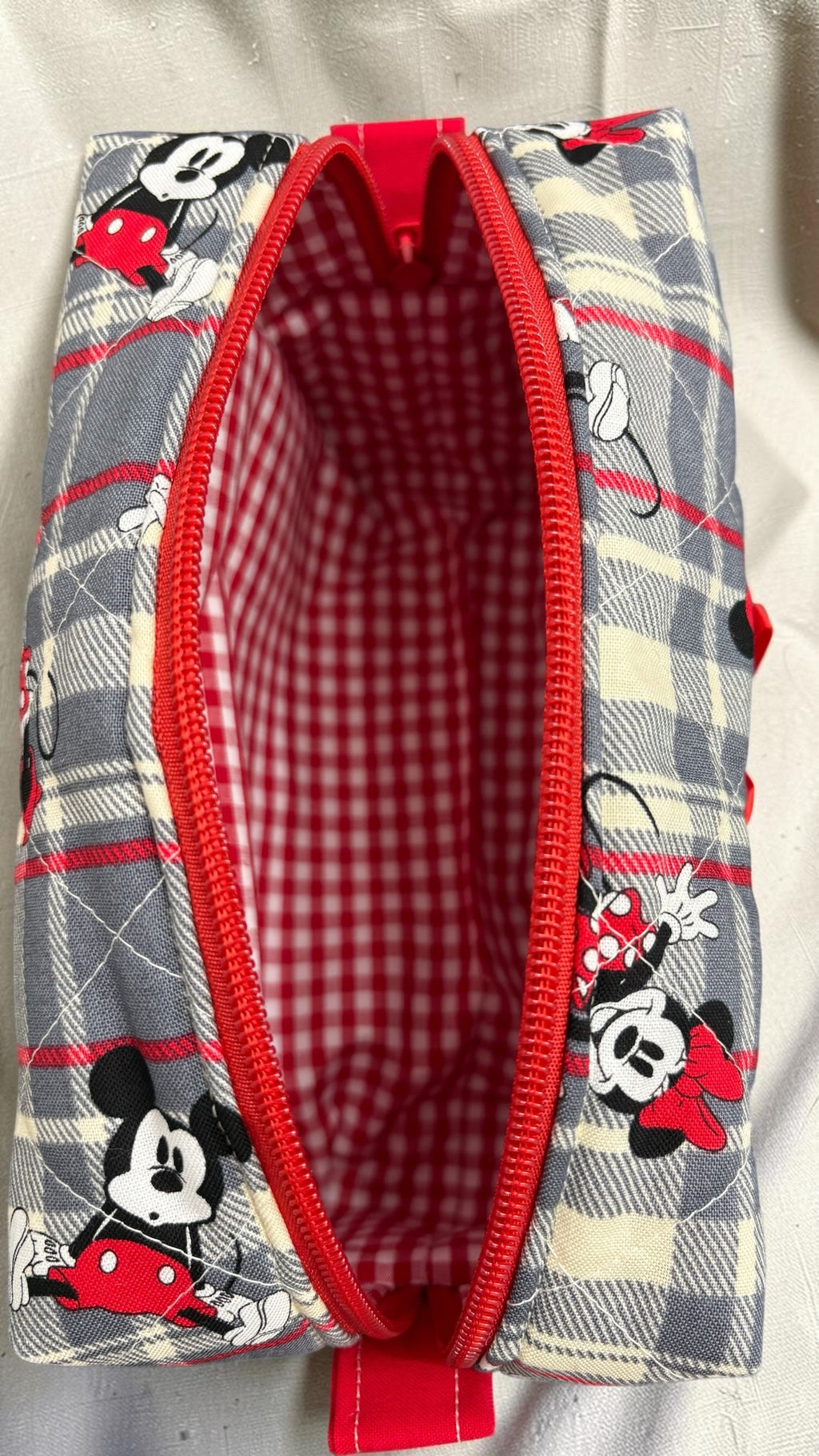 Mickey & Minnie Plaid Makeup Bag - Medium