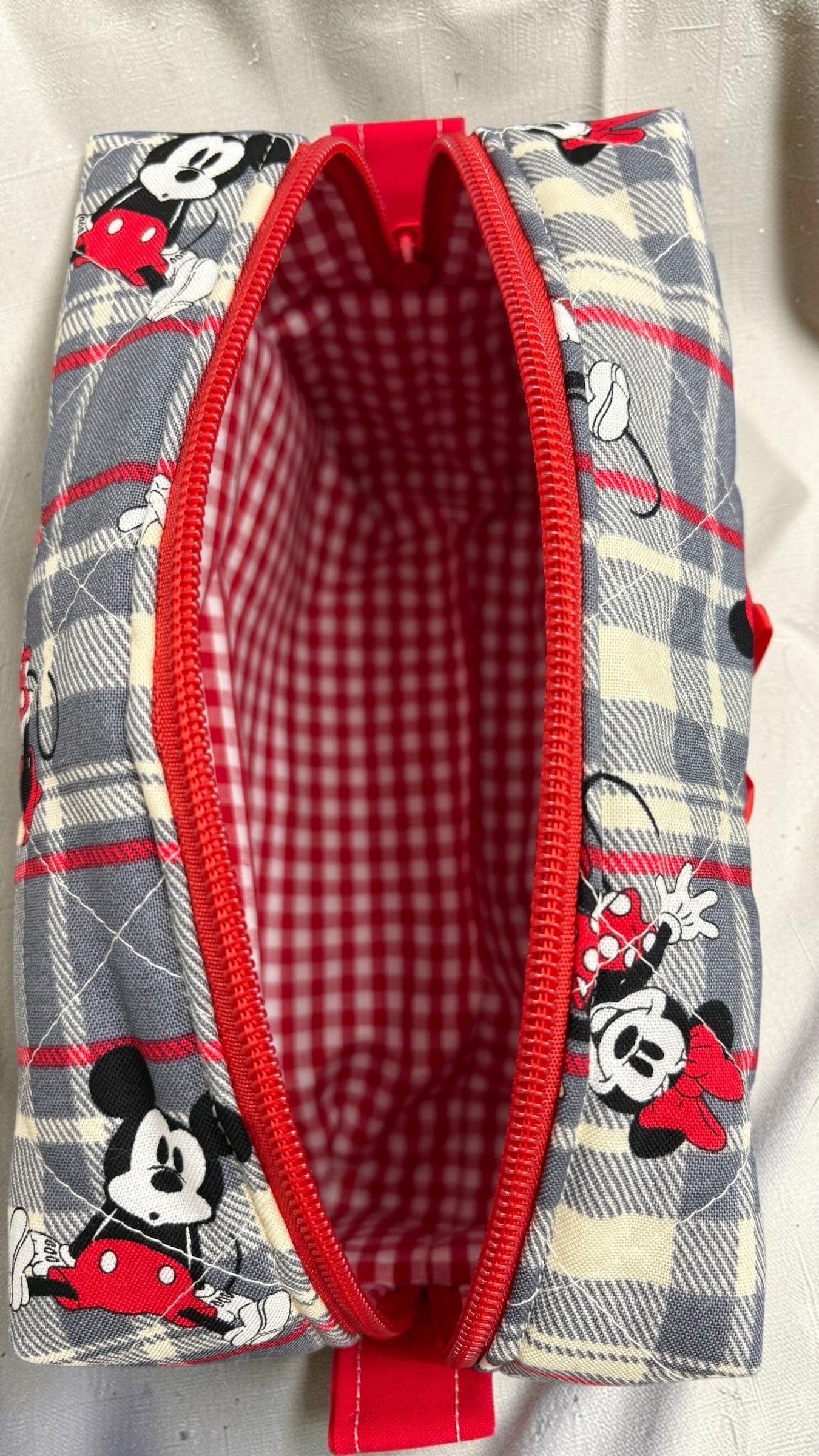 Mickey & Minnie Plaid Makeup Bag - Medium