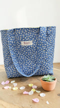 Daisy Blue Quilted Tote Bag